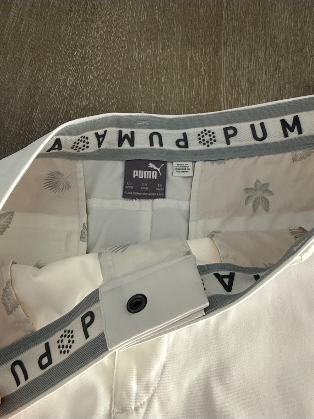 Puma White Men's Pants with Gray Trim